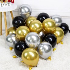 파리스 12인치 크롬 메탈 라운드 풍선, 50개, 5)크롬 골드실버블랙