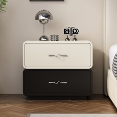 意式極簡約實木烤漆牀頭高級感小型奶油風家用臥室收納儲物櫃抽屜, 【A14實木烤漆】米白色 整裝(無需安裝開箱即用):50X40X50CM