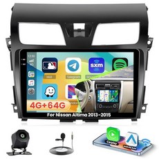 닛산 알티마 2013 2014 2015용 4+128G 라디오 10.1인치 터치 스크린 라디오 키트 무선 카플레이/안드로이드 오토 5GHz Wi-Fi 블루투스 5.0 E, 4+64G