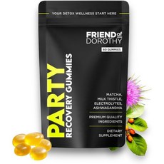 Party Recovery Gummies – Detox Hydration & Energy Boost with Electrolytes & Matcha – Reduce Fog &, 1개, 60정