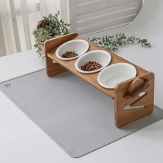 더베네펫 높이조절 원목대나무 강아지밥그릇 3구세트, 1개