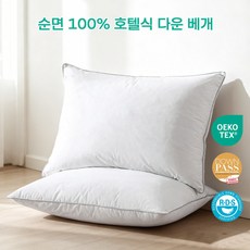 [공식인증] 순면 100% 호텔식 구스다운 베개(거위털베개) 95% 거위솜털 3중 스마트 챔버 구조 목베개(목디스크 베개) OEKO-TEX 인증 / 방수습 / 항균 / 편한베개, 1개, 플레인 화이트 + 실버 파이핑