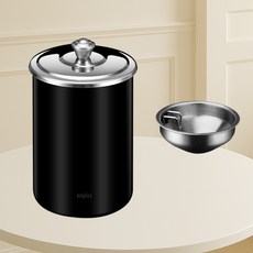 앙플러스 스텐 뚜껑 재떨이 가정용 냄새차단 업소용 스테인리스 재떨이, 1개, 실버블랙