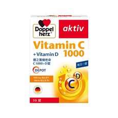 德之寶 Doppelherz 維他命C 1000 + 維他命D 錠 (30錠), 30份, 1盒