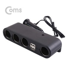 차량용 멀티 스마트폰 충전기 차 4구 멀티 시가잭 소켓 시가짹 확장 차량용 usb 뒷좌석, 블랙, 1개