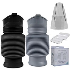 남성용 소변 병 일회용 교체 가방이 있는 접이식 응급 소변기 남성 및 여성용 누출 방지 자동차 소변 병 소변 병 세트 여행 교통 체증 및 하이킹 (블랙 및 그레이), 블랙 및 그레이