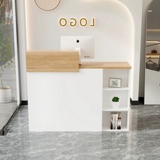 결제데스크 화이트 우드 고급 의류매장 피부샵 계산대, 화이트 오크 직각_내부 우측 높이 Q2