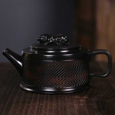 原礦紫陶跳刀紋臥虎鳳鳴壺大容量家用中式泡茶壺複古大號紫砂壺, 原礦紫陶跳刀紋臥虎鳳鳴壺【普通包裝】, 1個