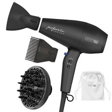 Conair Infiniti Pro 헤어 드라이어 디퓨저 플러스 2개의 기타 부착물 및 드로스트링 보관 가방 포함 Performa 시리즈 드라이어 전문 퍼포먼스 모터가 있는 블로, Black, 1 Count( Pack of 1), 1개
