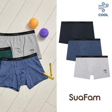 수아팜 남아용 슈퍼루키 에어로쿨 드로즈 3장 세트 (10대 아동 속옷 초등 학생 청소년 사각 팬티 KC인증)