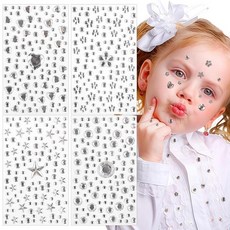 [ 1219531 ] 공예용 보석 스티커 자체 접착 라인스톤 라인석 다양한 모양의 아동용 공예 용품 4개 세트 (스타일 1), 01. 화이트-실버