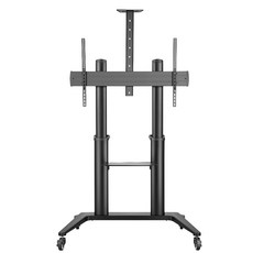 移動式電視架，附帶置物架，高度可調節，穩固安全, 1個, 移動式電視推車