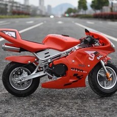 小型摩托車 機車49CC二衝汽油迷你彩燈小跑車電動兒童機車成人趴車 迷你 摩托車 機車 重機 檔車 越野車 兒童摩托車, 新款螢光紅色二衝燈款, 1個