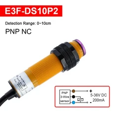 E3F DS30C4 근접 스위치 광전 센서 NPN PNP 36V 감지 범위 조절 가능 DS30P1 P2 C2 Y1 30CM, E3F-DS10P2, 1개