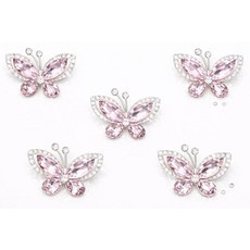 [ 741180 ] 신테고 5피스 크리스탈 나비 모양 플랫 백 다이아몬드 장식 A 등급 라인스톤 반짝임 (핑크) (EM67-PARENT)