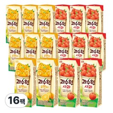 과수원 2종 각8팩 (총16팩) 사과8+오렌지8, 190ml