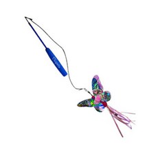 Ourpets 逗貓棒系列 二節/三節伸縮釣竿 伸縮逗貓棒 貓玩具 貓咪玩具, 1個, CT-004二節式-红色蝴蝶