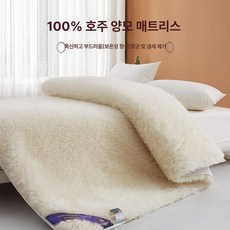 호주 양모 매트리스 패드 겨울용 싱글 보온 양털 두꺼운 침대용, 1cm, 프리미엄 롱 퍼 화이트