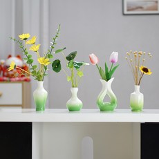 수경재배 화분 세트 가정용 인테리어 미니 도자기 화병 이케바나, Green 녹색