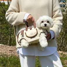 아웃도어 휴대용 통기성 고양이 가방 소형견 새끼고양이 여행 핸드백 크로스백 외출용 경량 반려동물 용품, 1, 아이보리색