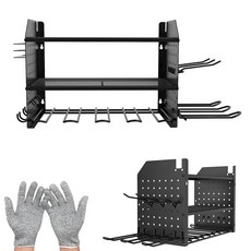 공구 보관 랙 선반 3개가 있는 벽 마운트 오거나이저 드릴 홀더 6개 후크 8개 금속 구조 블랙 117649, 공구 보관 랙, 선반 3개가 있는 벽 마운트 오거나이저