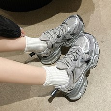여성용 4.5cm 키높이 통굽 레트로 스니커즈 어글리슈즈 발편한 푹신한 운동화