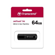 Transcend JetFlash 700 64GB USB 3.0/3.1 Gen 1 隨身碟 黑色, 1個