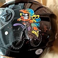 兒童卡通安全帽：機車、電動車通用，3C認證，四季款，保護寶寶頭部安全, 3C/亮黑騎行人, 1個