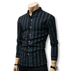 BLUEFORCE 男款立領條紋襯衫