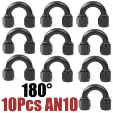 암암 유니온 회전 호스 엔드 피팅 어댑터 알루미늄 검정색, 1개, 14. 10X AN10 180 Degree