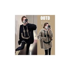 후드 스마일 가을 겨울 캐시미어 임산부 루즈핏 니트