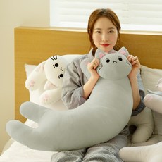 아르셰 업어가라냥 고양이 쫀득 쿠션 베개 모찌 바디필로우, 연그레이