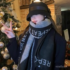 XIZC 保暖圍脖 時尚圍巾 韓版圍巾女冬季新款秋冬氛圍感顯氣質清冷日係字母小衆高級感