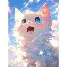 아르티오 행운 인테리어 5D 보석십자수 키트 30*40, 1개, 하늘고양이