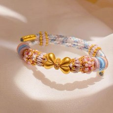 儒家寶寶 純金9999 雙心蝴蝶結桃花繩 手繩/手鍊