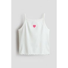 H&M 브랜드관 엠브로이더리 디테일 스트랩 탑 화이트/하트 1340056002