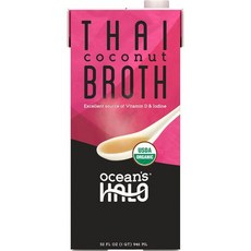 오션스 헤일로 육수 태국 코코넛 유기농 32액량 온스 Ocean's Halo Organic and Vegan Thai Coconut Broth 32 Fl Oz, 32 Fl Oz (1 팩), 1개, 946ml