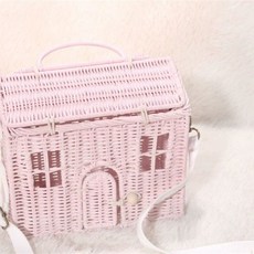 유모차 소품 촬영 아가 모빌 카트 스튜디오 감성 매장 등나무 고객, K. 작은 집 핑크 한쪽 어깨에 걸치거나 크로