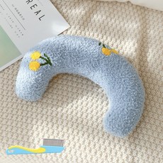 화양년화 강아지 고양이 꿀잠 반달베개 쿠션+반려동물 빗 1개, 불루, 1세트