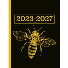 5년 일기 2023-2027 A4 빅 범블비 하드커버: 영국 공휴일 비전 보드 달의 단계 생일 및 축하와 함께 플래너를 볼 수 있는 달, 기본