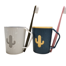 올리OLI 모던 디자인 거꾸로 물빠짐 칫솔 거치대 양치컵 2p, 1개, 네이비+화이트