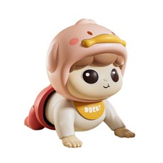 電動爬行娃娃 益智音樂玩具 嬰幼兒學爬學步玩具, 1個, 粉色鴨鸭【豪華217個内容+遙控器】, 粉色