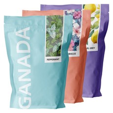 가나다 티백 허브차 3종 (총 75티백), 1세트, 얼그레이+히비스커스+페퍼민트