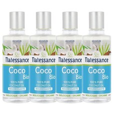 NATESSANCE 나떼쌍스 100% 퓨어 코코넛 오일, 4개, 100ml