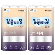 잘풀리는집 깨끗한 터치 화장지 30롤, 2개, 30개입