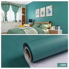 加厚亞麻紋防水防潮自粘牆紙, 自粘馬卡龍 北歐綠
