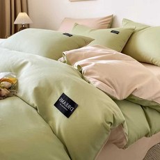 순면이불커버 면이불커버 홑겹 호텔 고밀도 사계절, 미디엄그레이+밀크티 150x200cm