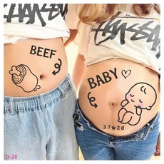 임신 사진 스티커 부부 고기 파파 남편 가족 임산부 페인팅 타투 스티커 형제 자매 세트 아기 남자 아이 여자아이 O2Ⅱ 심플하고 귀여워 세련된 선물 출산 축하 마타니티 스티커 임