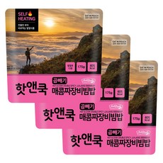 [이지밥] 핫앤쿡 곱빼기 매콤짜장비빔밥 발열도시락 전투식량 비상식량, 175g, 3개