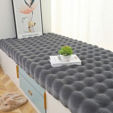 DFMEI 泡泡絨飄窗墊冬季加厚防滑毛絨地墊臥室牀邊毯榻榻米墊陽臺毛毛毯, 1cm, 泡泡絨飄窗墊深灰:45*45cm